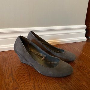 Grey Suede Wedge Heels
